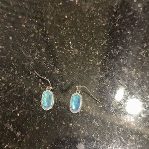 Kendra Scott Silver and Iridescent Blue Earrings